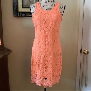 Japna Bright Coral Lace Dress